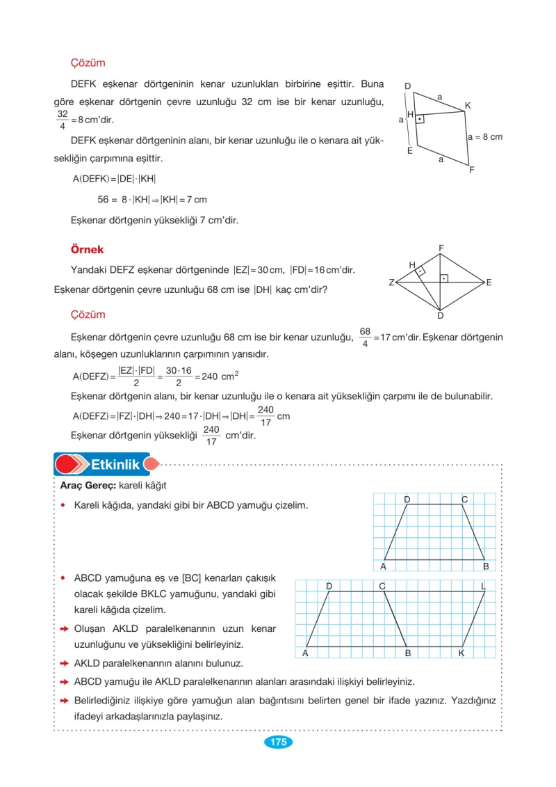 7. Sınıf Matematik Ders Kitabı Cevapları Berkay Yayınları Sayfa 175