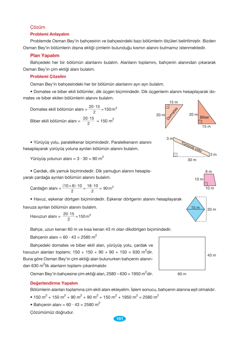 7. Sınıf Matematik Ders Kitabı Cevapları Berkay Yayınları Sayfa 181
