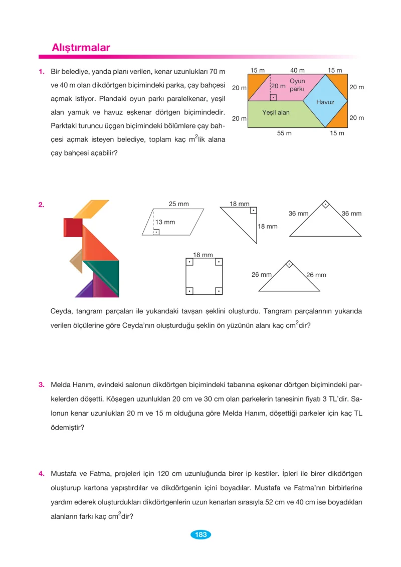 7. Sınıf Matematik Ders Kitabı Cevapları Berkay Yayınları Sayfa 183