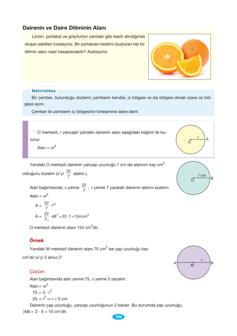 7. Sınıf Matematik Ders Kitabı Cevapları Berkay Yayınları Sayfa 194