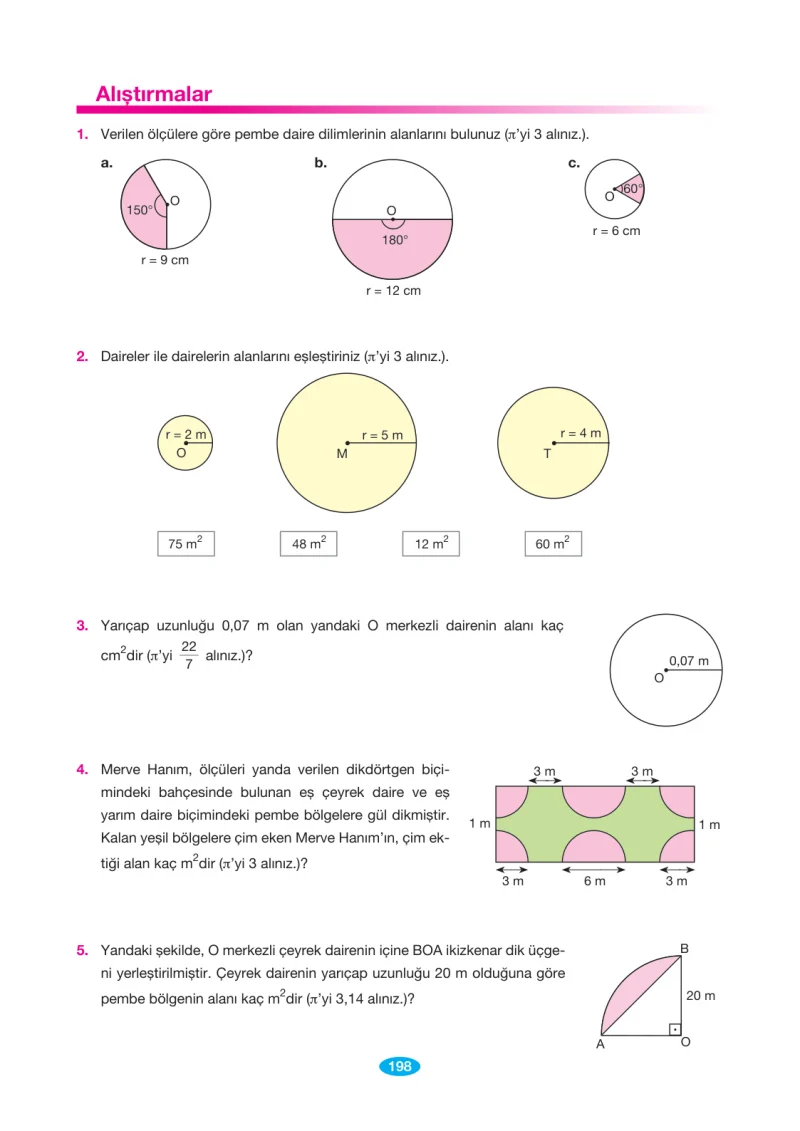 7. Sınıf Matematik Ders Kitabı Cevapları Berkay Yayınları Sayfa 198