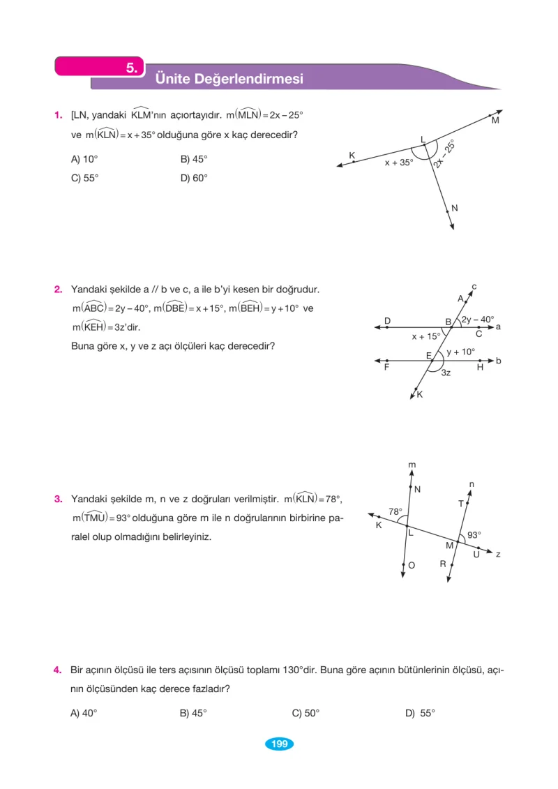 7. Sınıf Matematik Ders Kitabı Cevapları Berkay Yayınları Sayfa 199