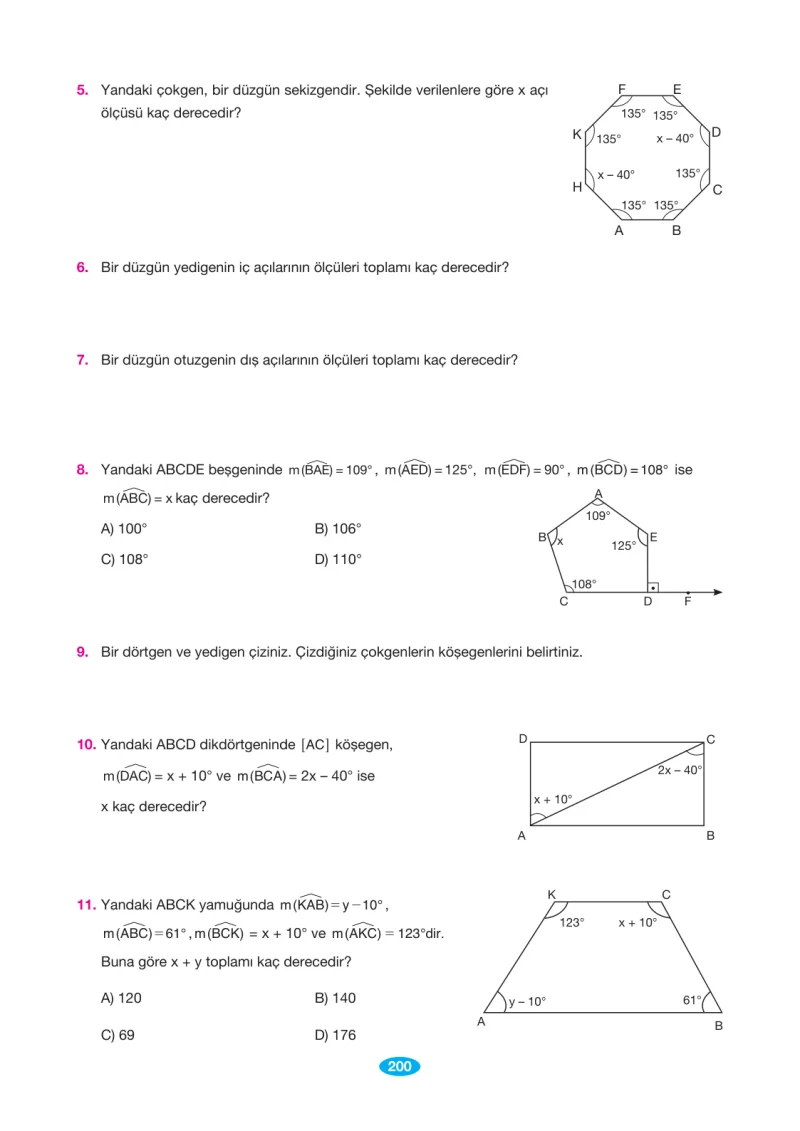 7. Sınıf Matematik Ders Kitabı Cevapları Berkay Yayınları Sayfa 200