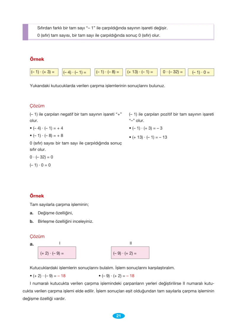 7. Sınıf Matematik Ders Kitabı Cevapları Berkay Yayınları Sayfa 21