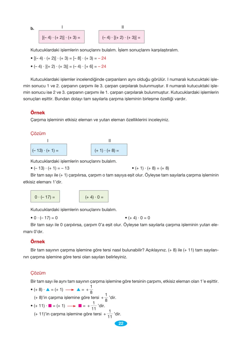 7. Sınıf Matematik Ders Kitabı Cevapları Berkay Yayınları Sayfa 22