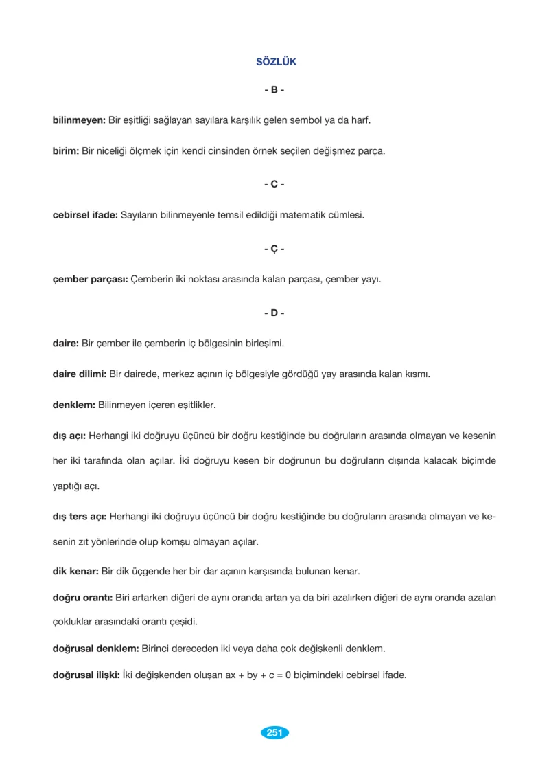 7. Sınıf Matematik Ders Kitabı Cevapları Berkay Yayınları Sayfa 251