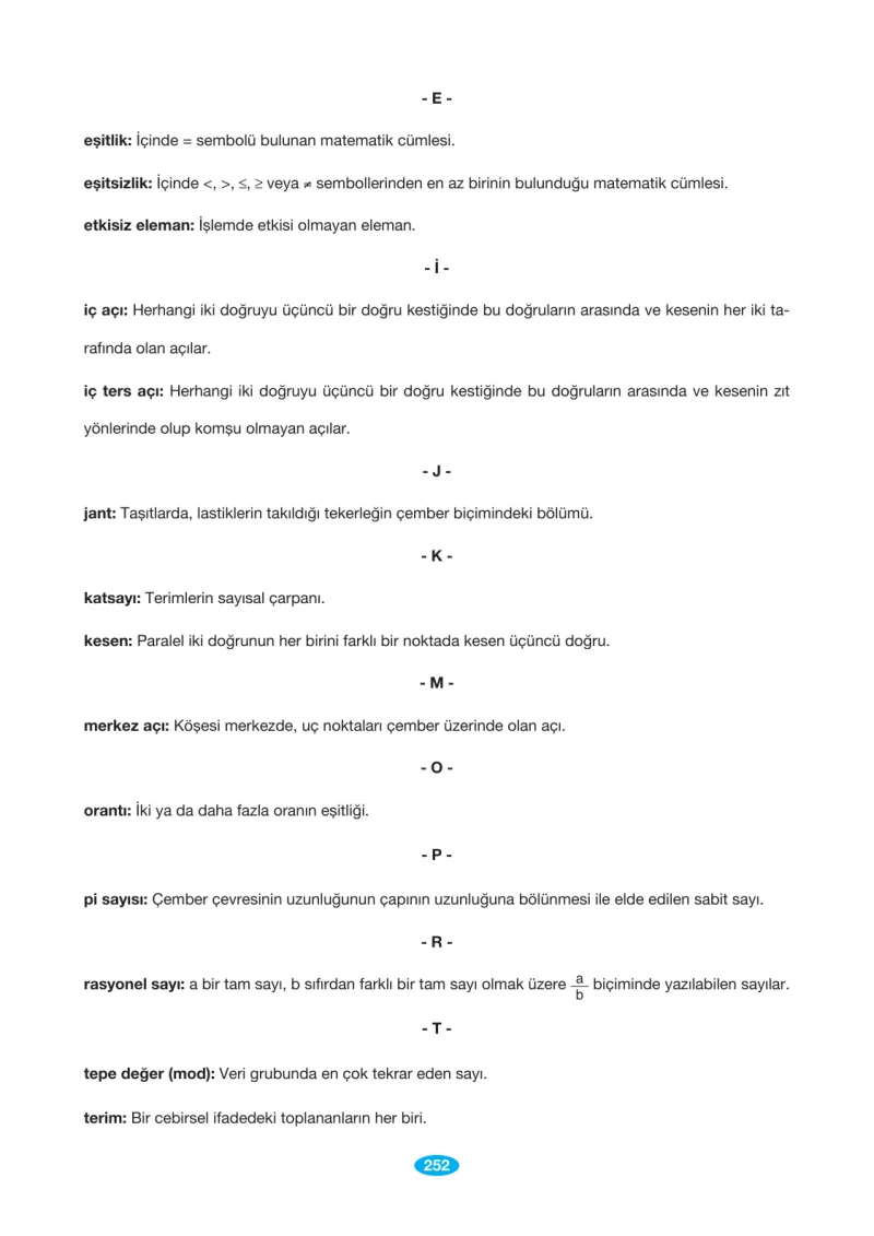 7. Sınıf Matematik Ders Kitabı Cevapları Berkay Yayınları Sayfa 252