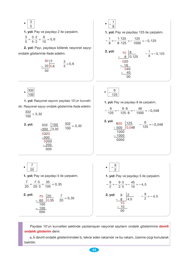 7. Sınıf Matematik Ders Kitabı Cevapları Berkay Yayınları Sayfa 43
