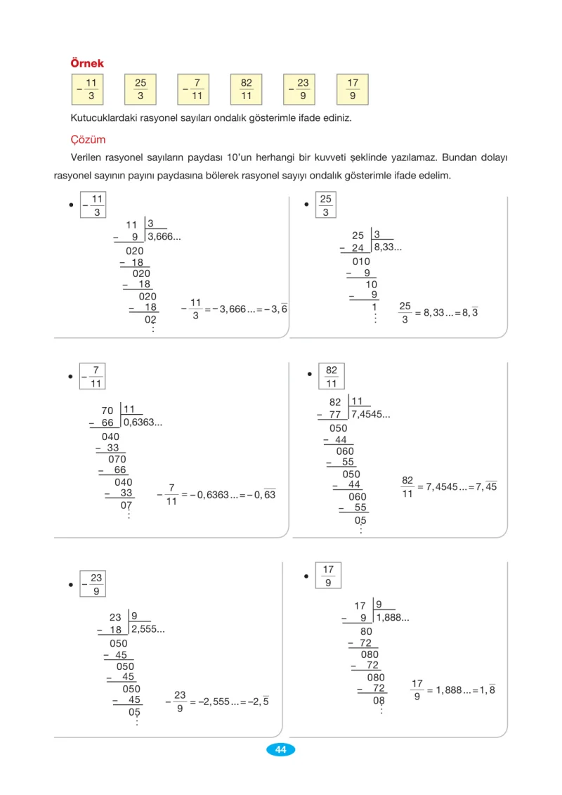 7. Sınıf Matematik Ders Kitabı Cevapları Berkay Yayınları Sayfa 44