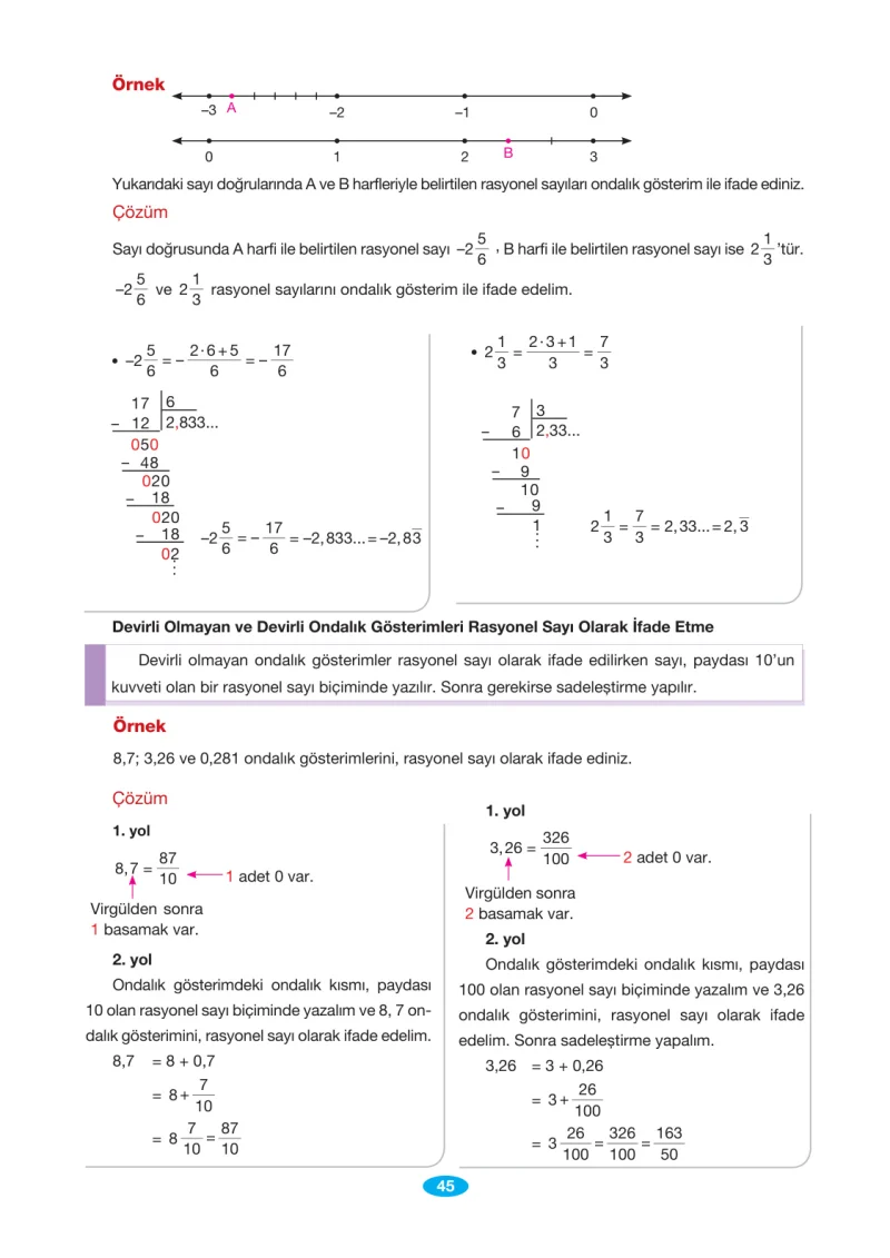 7. Sınıf Matematik Ders Kitabı Cevapları Berkay Yayınları Sayfa 45
