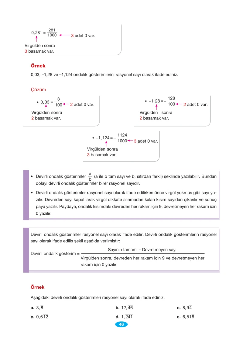 7. Sınıf Matematik Ders Kitabı Cevapları Berkay Yayınları Sayfa 46