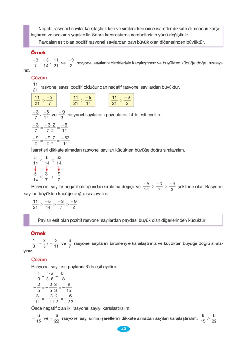 7. Sınıf Matematik Ders Kitabı Cevapları Berkay Yayınları Sayfa 49