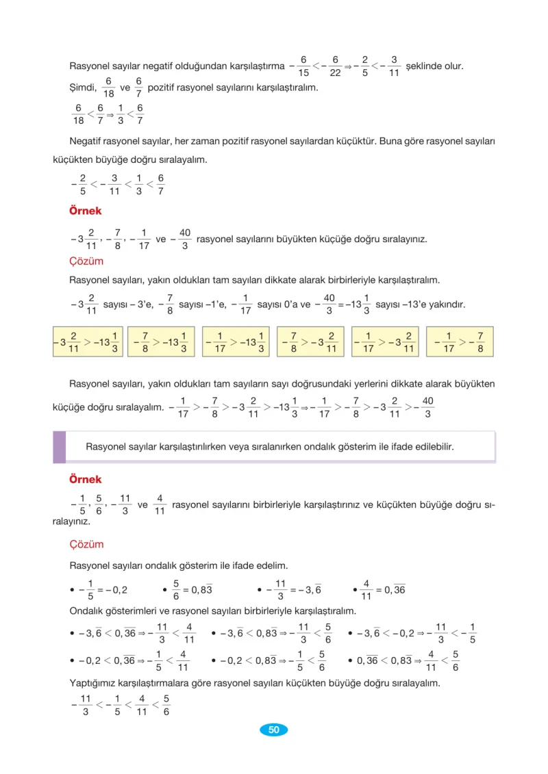 7. Sınıf Matematik Ders Kitabı Cevapları Berkay Yayınları Sayfa 50