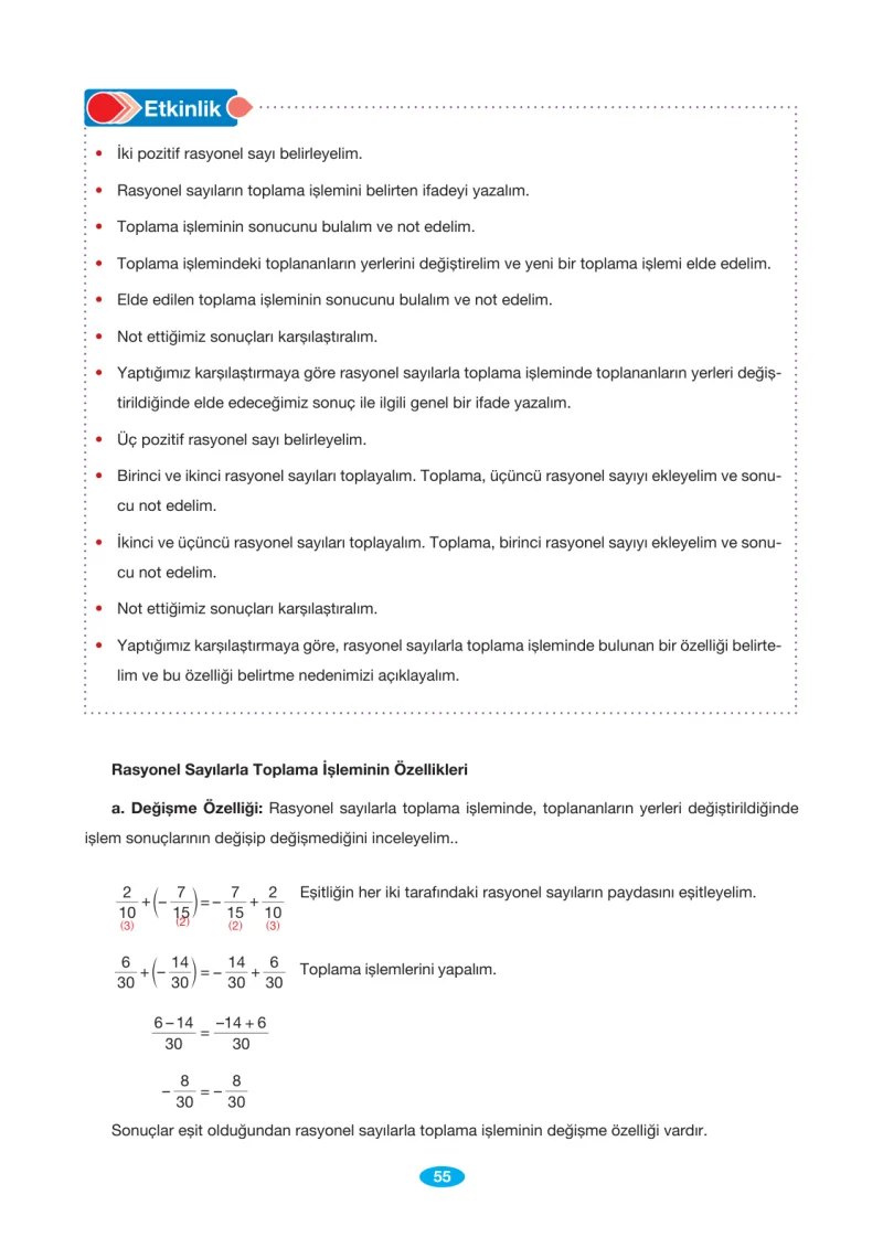 7. Sınıf Matematik Ders Kitabı Cevapları Berkay Yayınları Sayfa 55