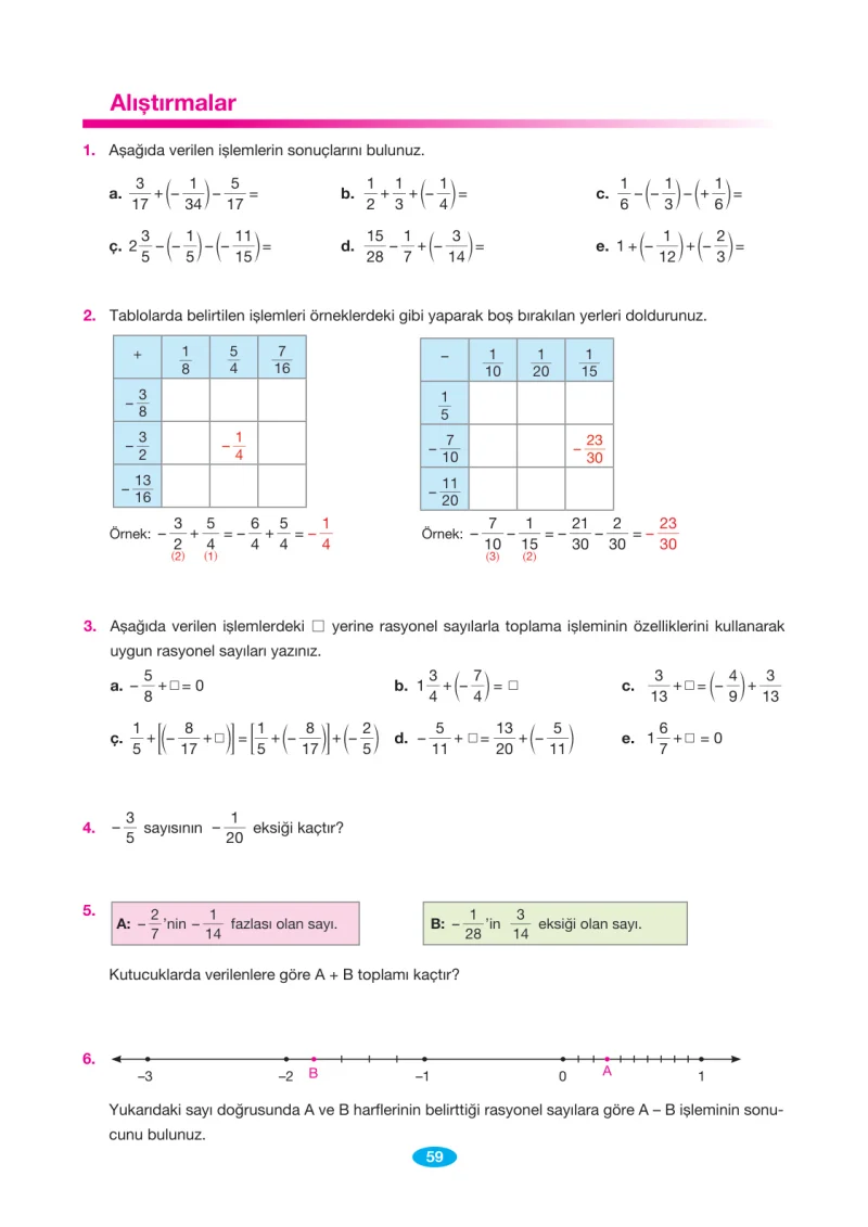 7. Sınıf Matematik Ders Kitabı Cevapları Berkay Yayınları Sayfa 59