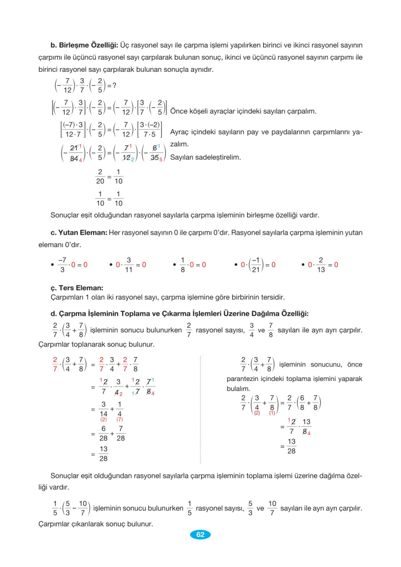 7. Sınıf Matematik Ders Kitabı Cevapları Berkay Yayınları Sayfa 62