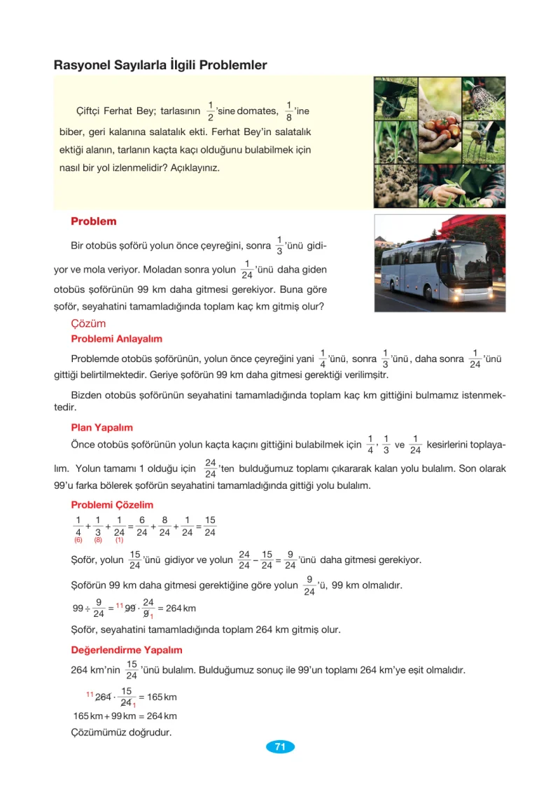 7. Sınıf Matematik Ders Kitabı Cevapları Berkay Yayınları Sayfa 71