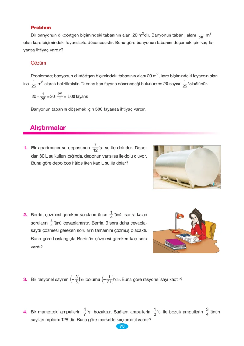 7. Sınıf Matematik Ders Kitabı Cevapları Berkay Yayınları Sayfa 73