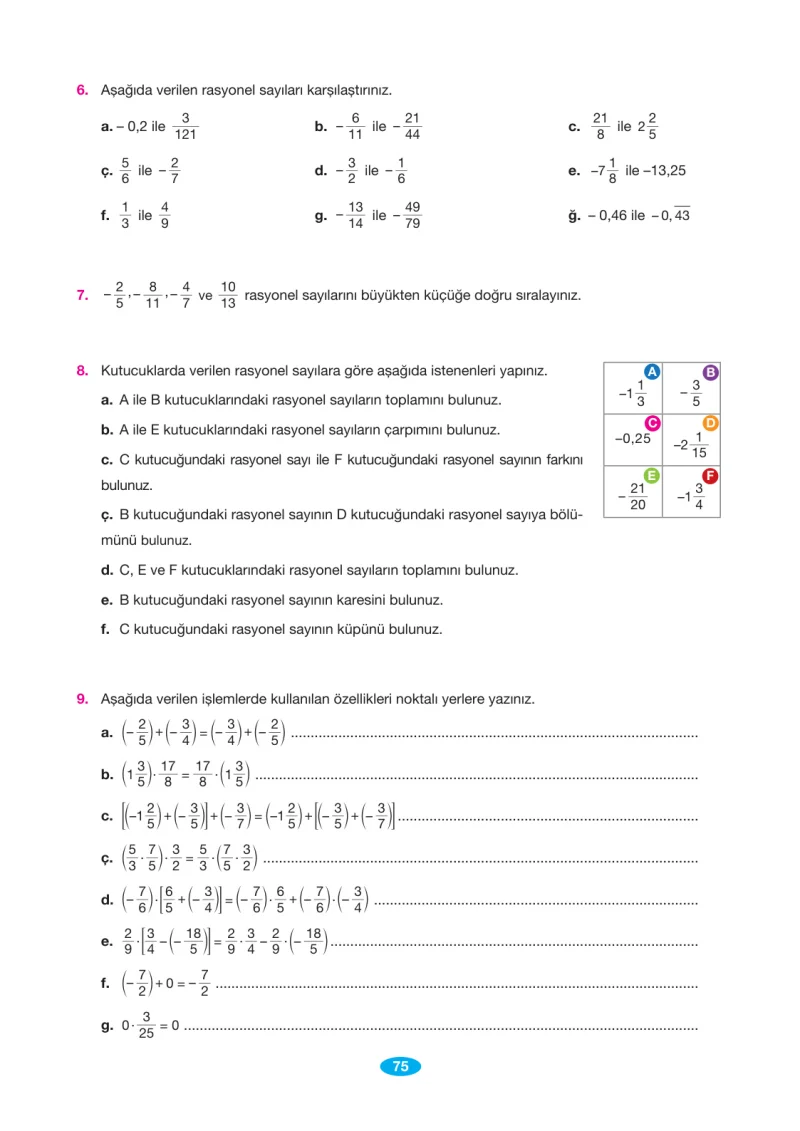 7. Sınıf Matematik Ders Kitabı Cevapları Berkay Yayınları Sayfa 75