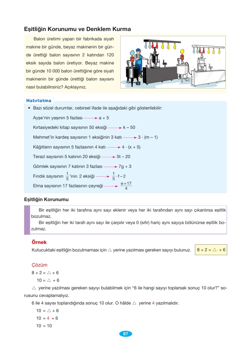 7. Sınıf Matematik Ders Kitabı Cevapları Berkay Yayınları Sayfa 87