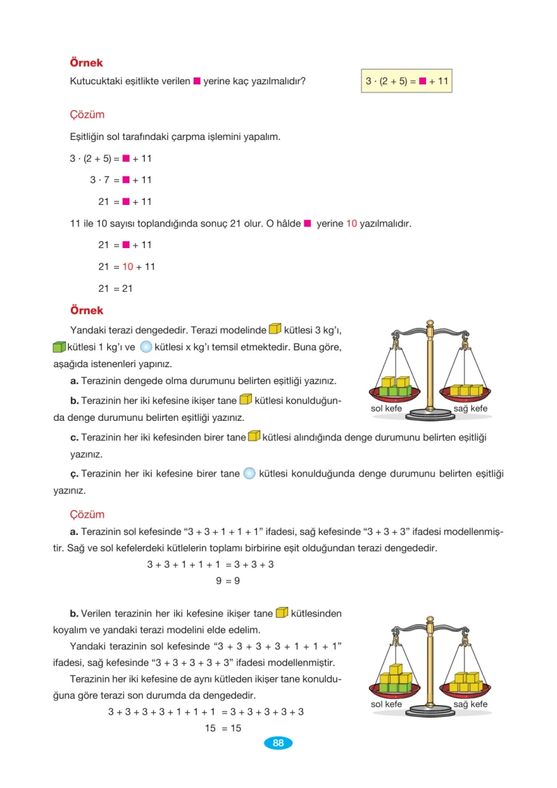 7. Sınıf Matematik Ders Kitabı Cevapları Berkay Yayınları Sayfa 88