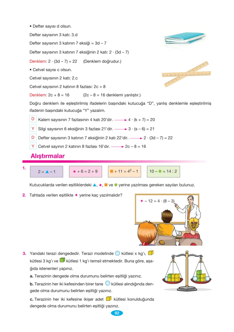 7. Sınıf Matematik Ders Kitabı Cevapları Berkay Yayınları Sayfa 92