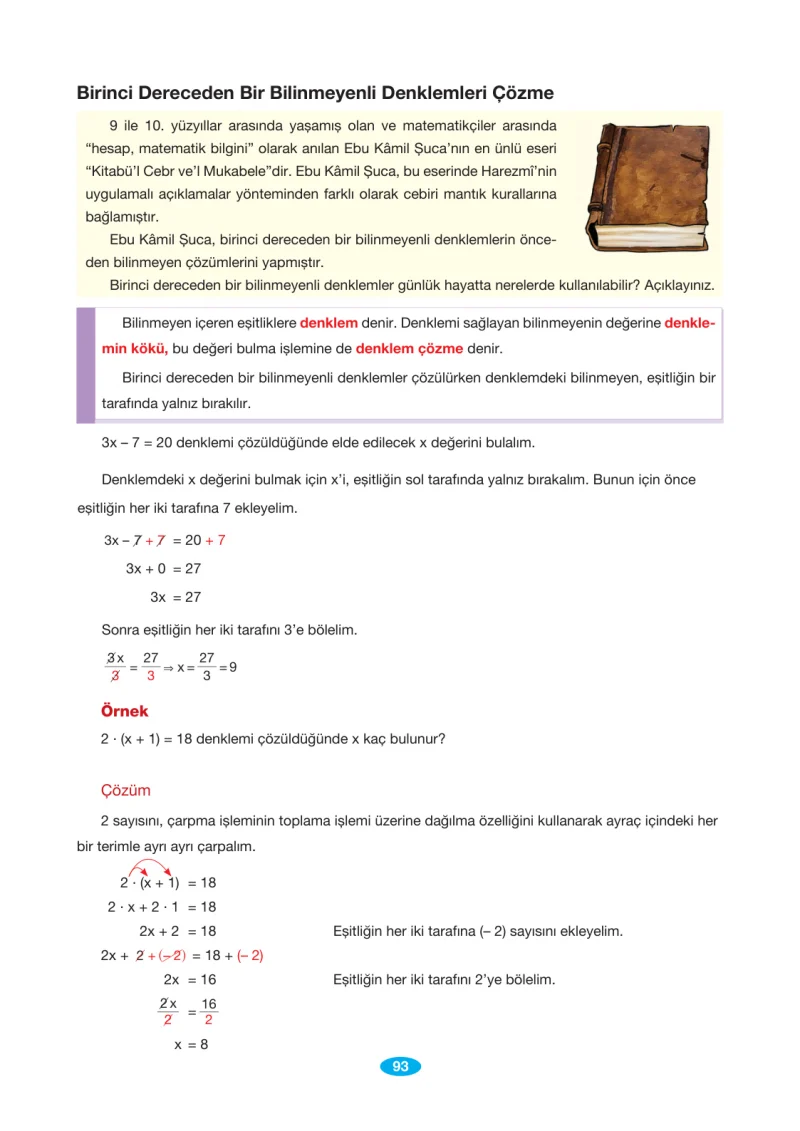 7. Sınıf Matematik Ders Kitabı Cevapları Berkay Yayınları Sayfa 93