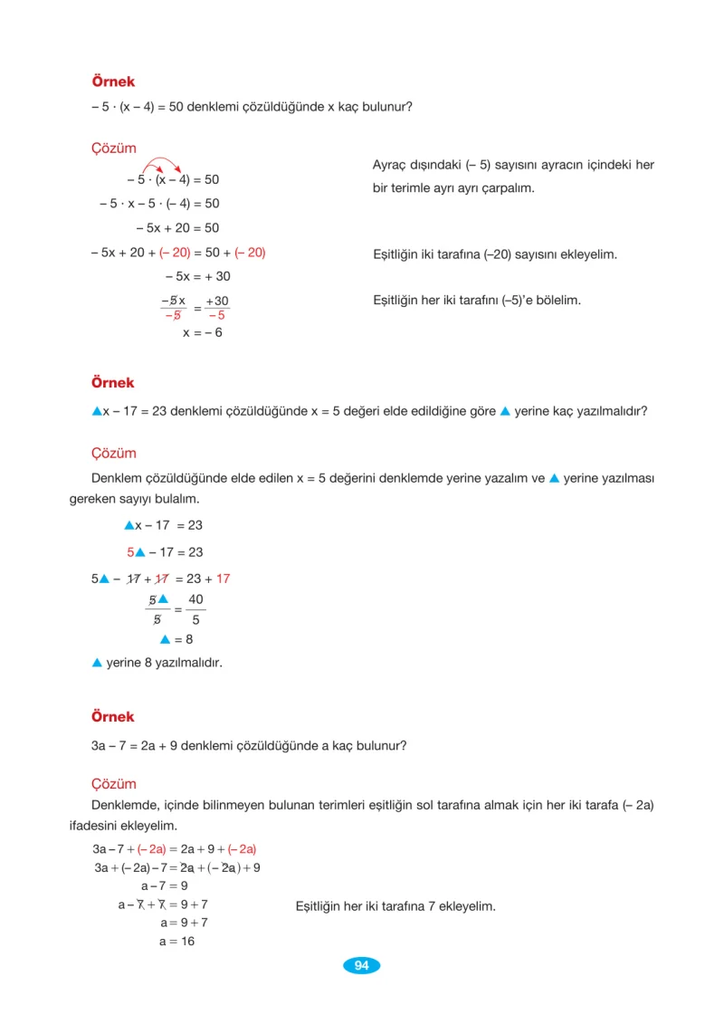 7. Sınıf Matematik Ders Kitabı Cevapları Berkay Yayınları Sayfa 94