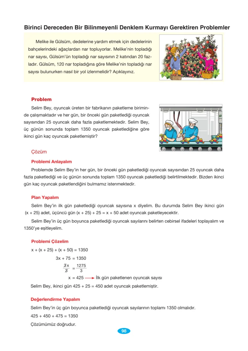 7. Sınıf Matematik Ders Kitabı Cevapları Berkay Yayınları Sayfa 98
