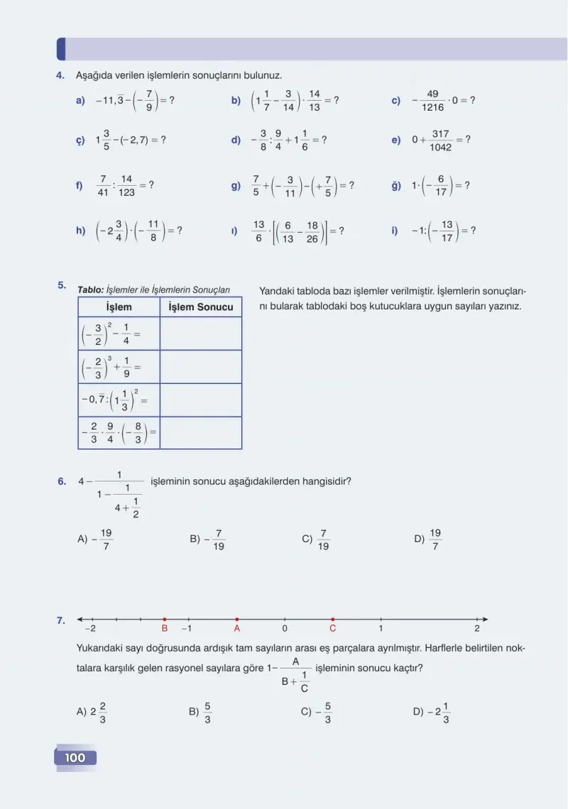 7. Sınıf Matematik Ders Kitabı Cevapları Edat Yayınları Sayfa 100