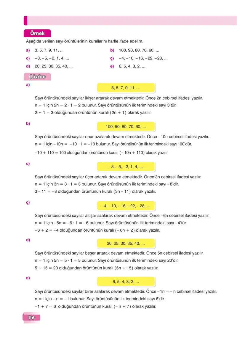 7. Sınıf Matematik Ders Kitabı Cevapları Edat Yayınları Sayfa 116