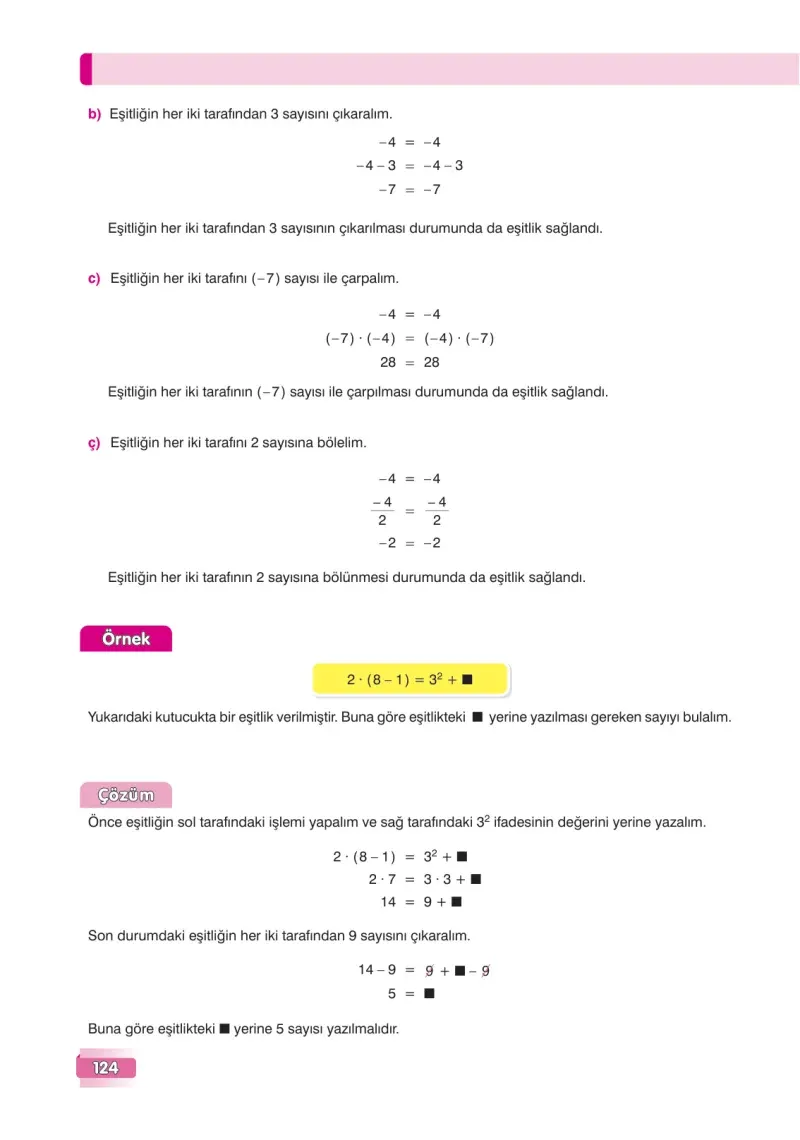 7. Sınıf Matematik Ders Kitabı Cevapları Edat Yayınları Sayfa 124
