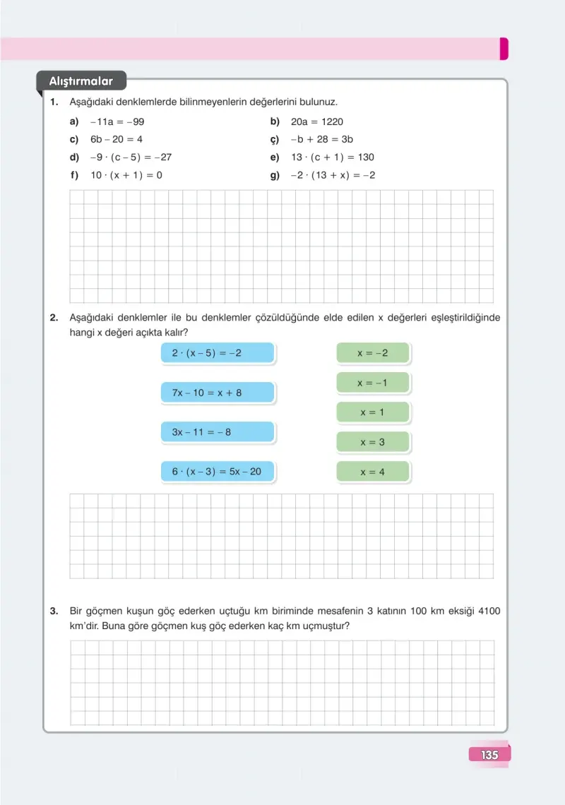 7. Sınıf Matematik Ders Kitabı Cevapları Edat Yayınları Sayfa 135