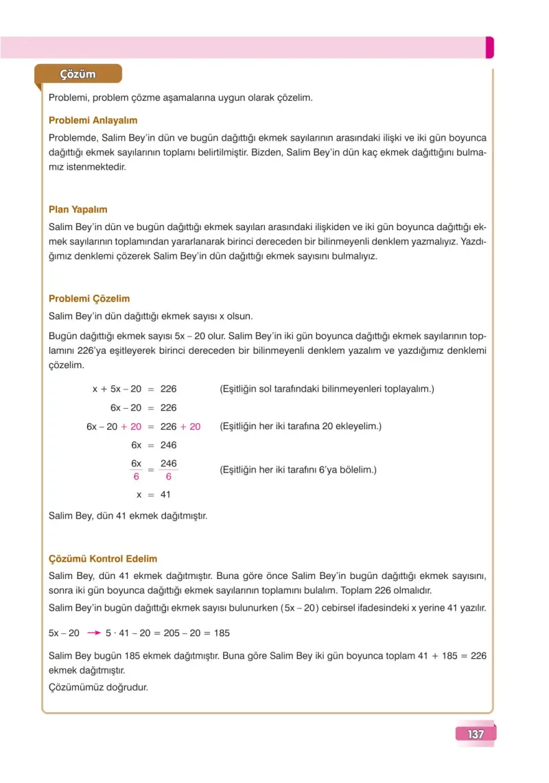 7. Sınıf Matematik Ders Kitabı Cevapları Edat Yayınları Sayfa 137