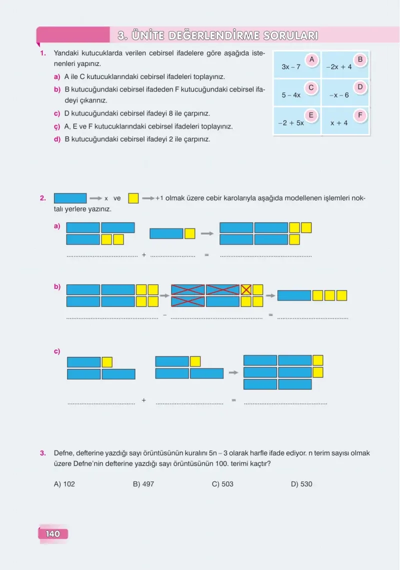 7. Sınıf Matematik Ders Kitabı Cevapları Edat Yayınları Sayfa 140