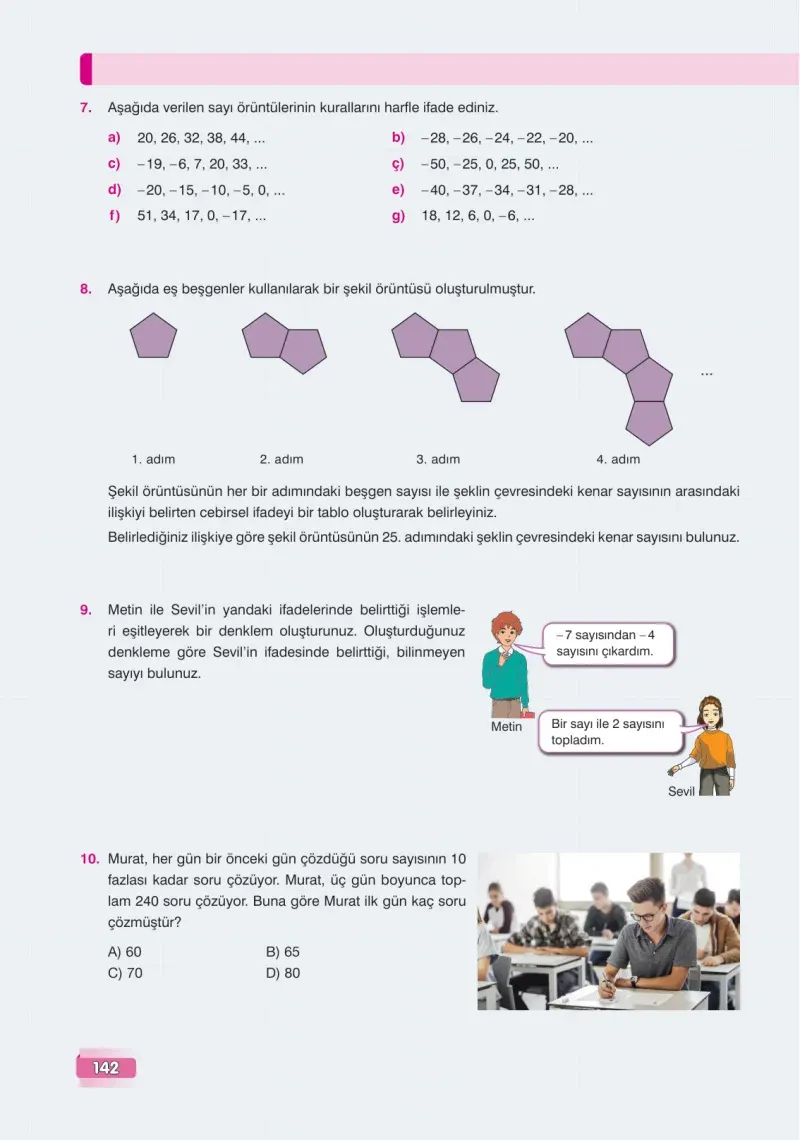 7. Sınıf Matematik Ders Kitabı Cevapları Edat Yayınları Sayfa 142