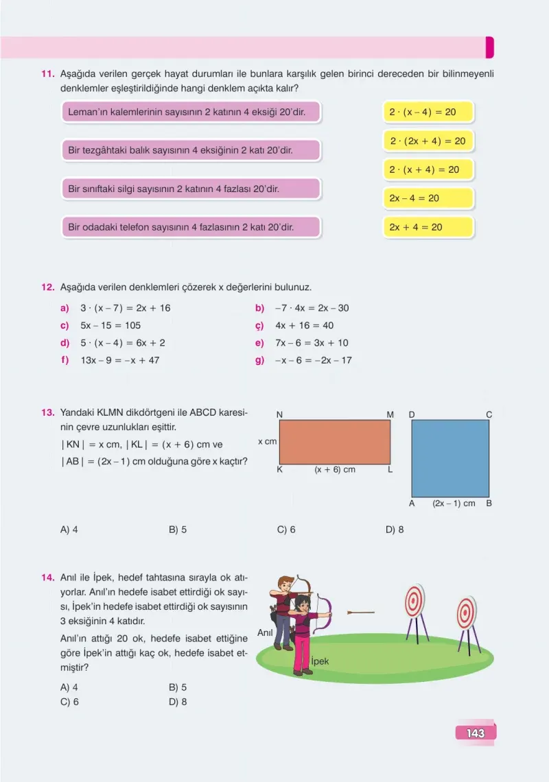 7. Sınıf Matematik Ders Kitabı Cevapları Edat Yayınları Sayfa 143