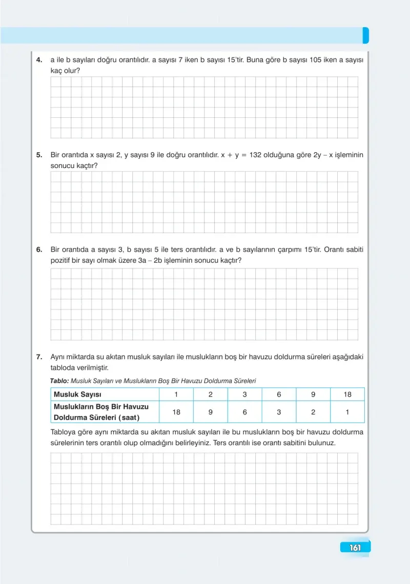 7. Sınıf Matematik Ders Kitabı Cevapları Edat Yayınları Sayfa 161