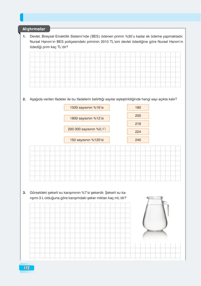 7. Sınıf Matematik Ders Kitabı Cevapları Edat Yayınları Sayfa 172