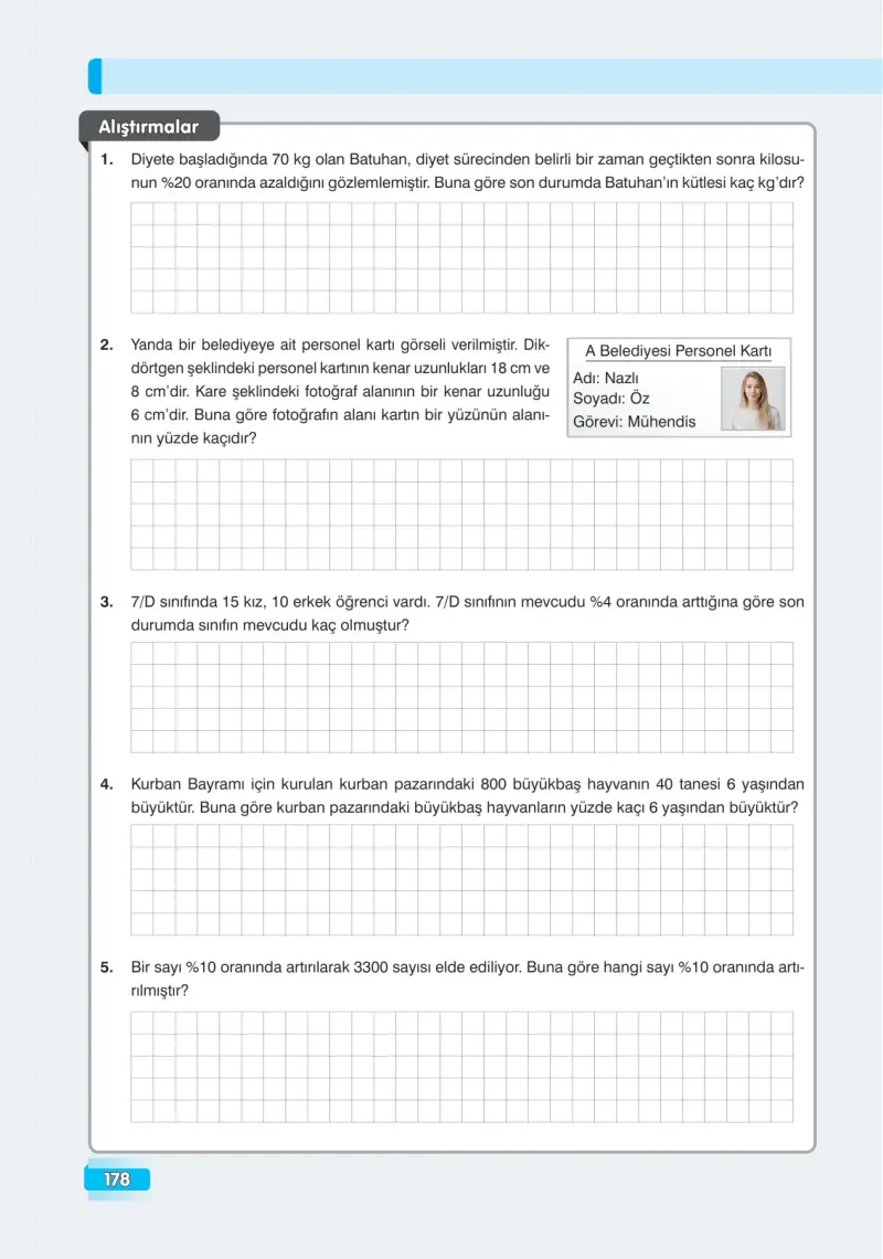 7. Sınıf Matematik Ders Kitabı Cevapları Edat Yayınları Sayfa 178