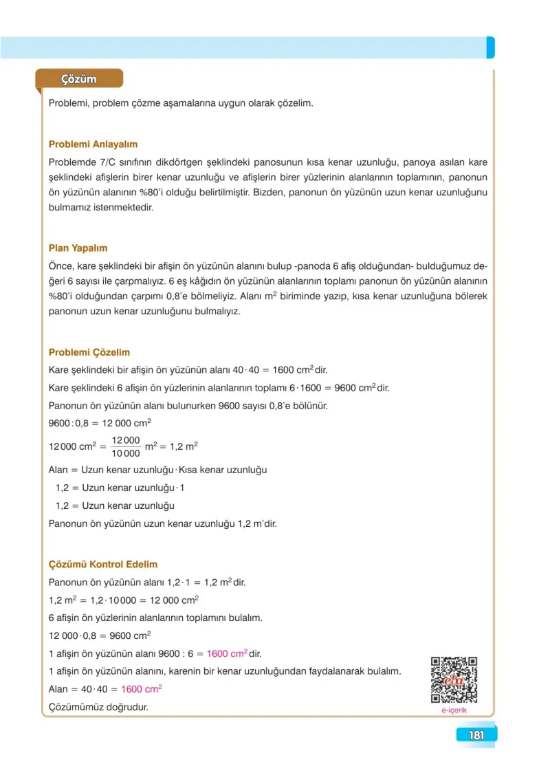 7. Sınıf Matematik Ders Kitabı Cevapları Edat Yayınları Sayfa 181