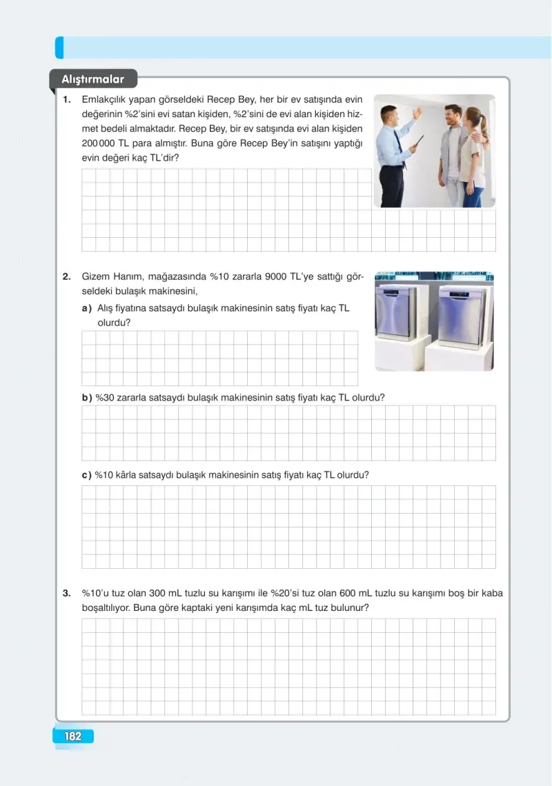 7. Sınıf Matematik Ders Kitabı Cevapları Edat Yayınları Sayfa 182
