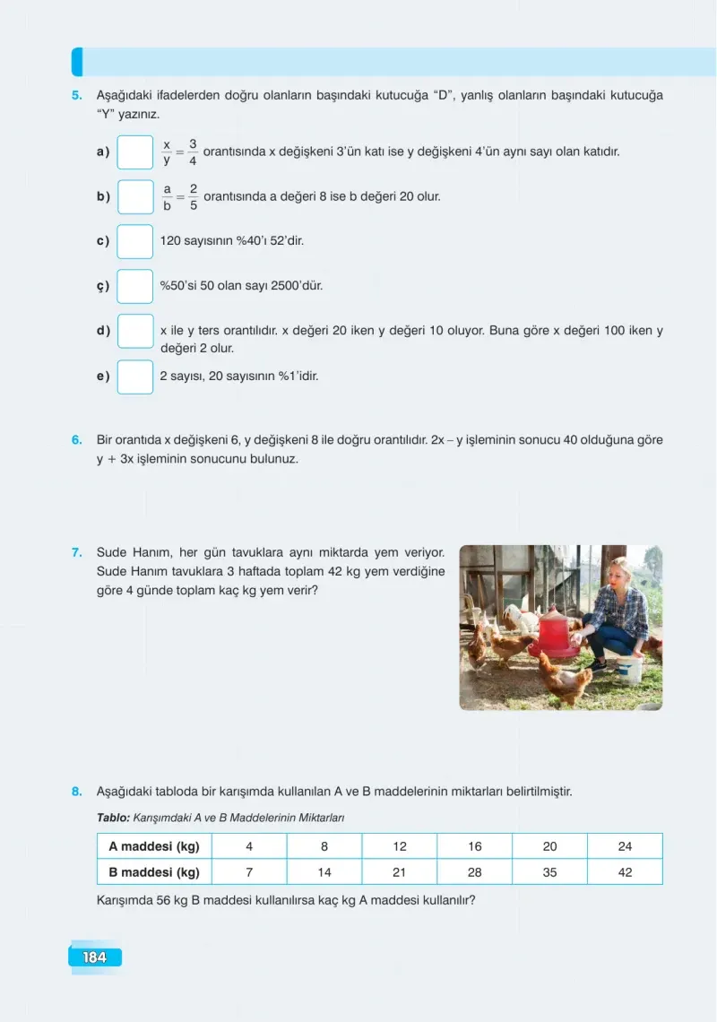 7. Sınıf Matematik Ders Kitabı Cevapları Edat Yayınları Sayfa 184