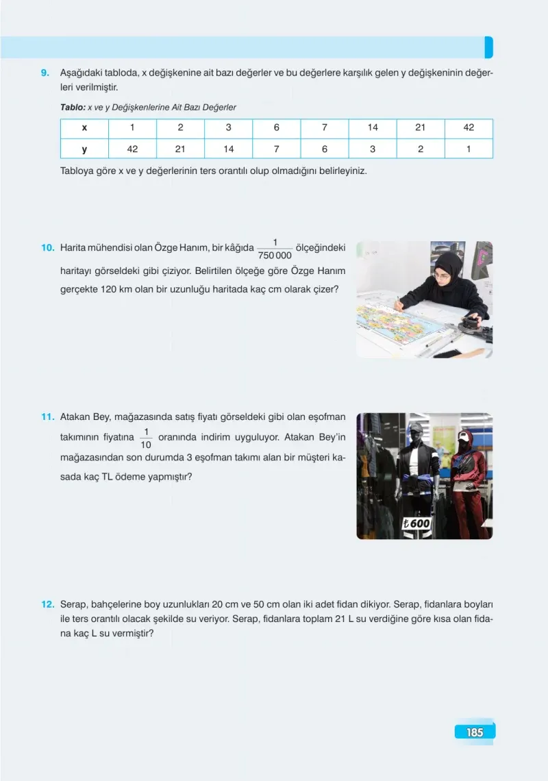 7. Sınıf Matematik Ders Kitabı Cevapları Edat Yayınları Sayfa 185