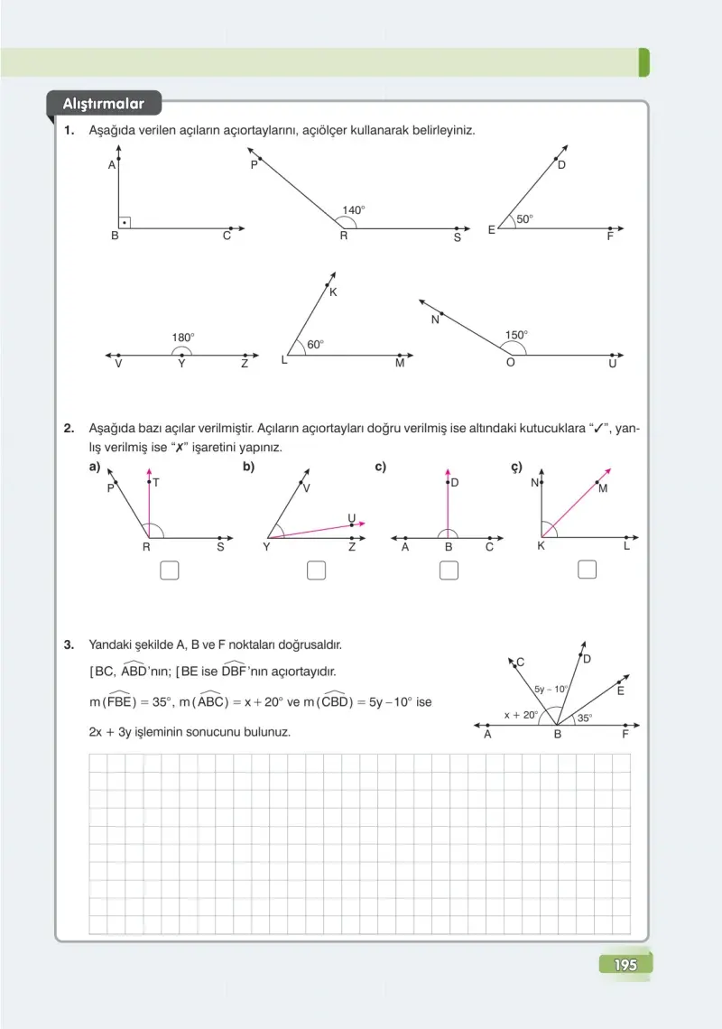 7. Sınıf Matematik Ders Kitabı Cevapları Edat Yayınları Sayfa 195