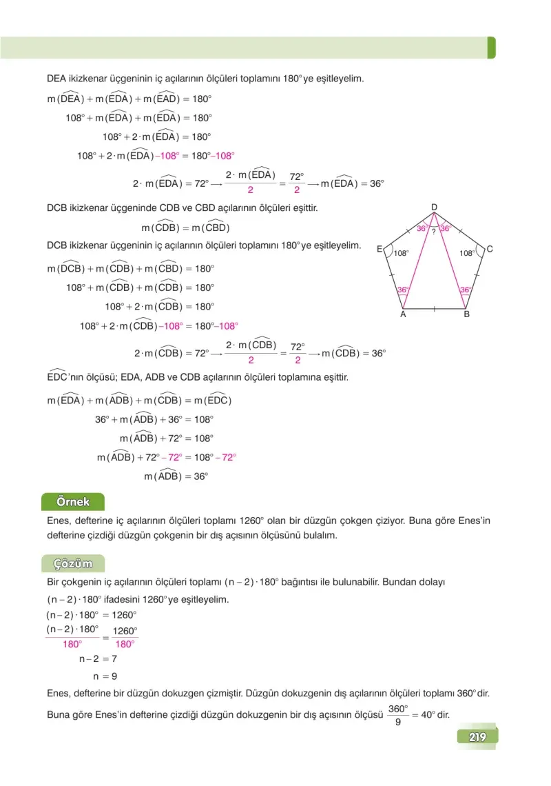7. Sınıf Matematik Ders Kitabı Cevapları Edat Yayınları Sayfa 219