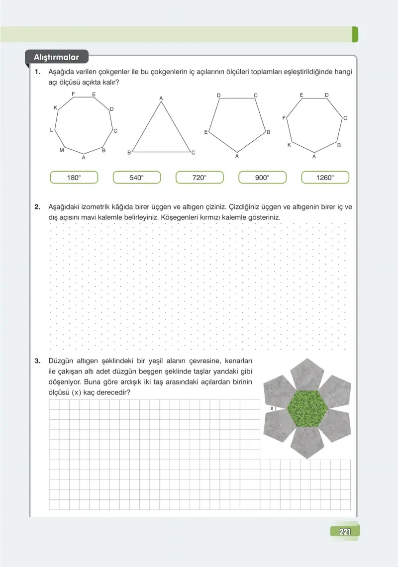 7. Sınıf Matematik Ders Kitabı Cevapları Edat Yayınları Sayfa 221