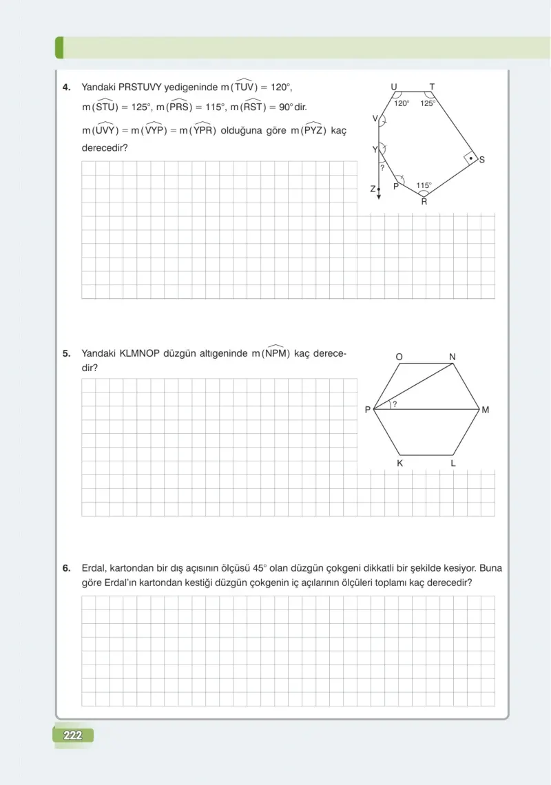 7. Sınıf Matematik Ders Kitabı Cevapları Edat Yayınları Sayfa 222