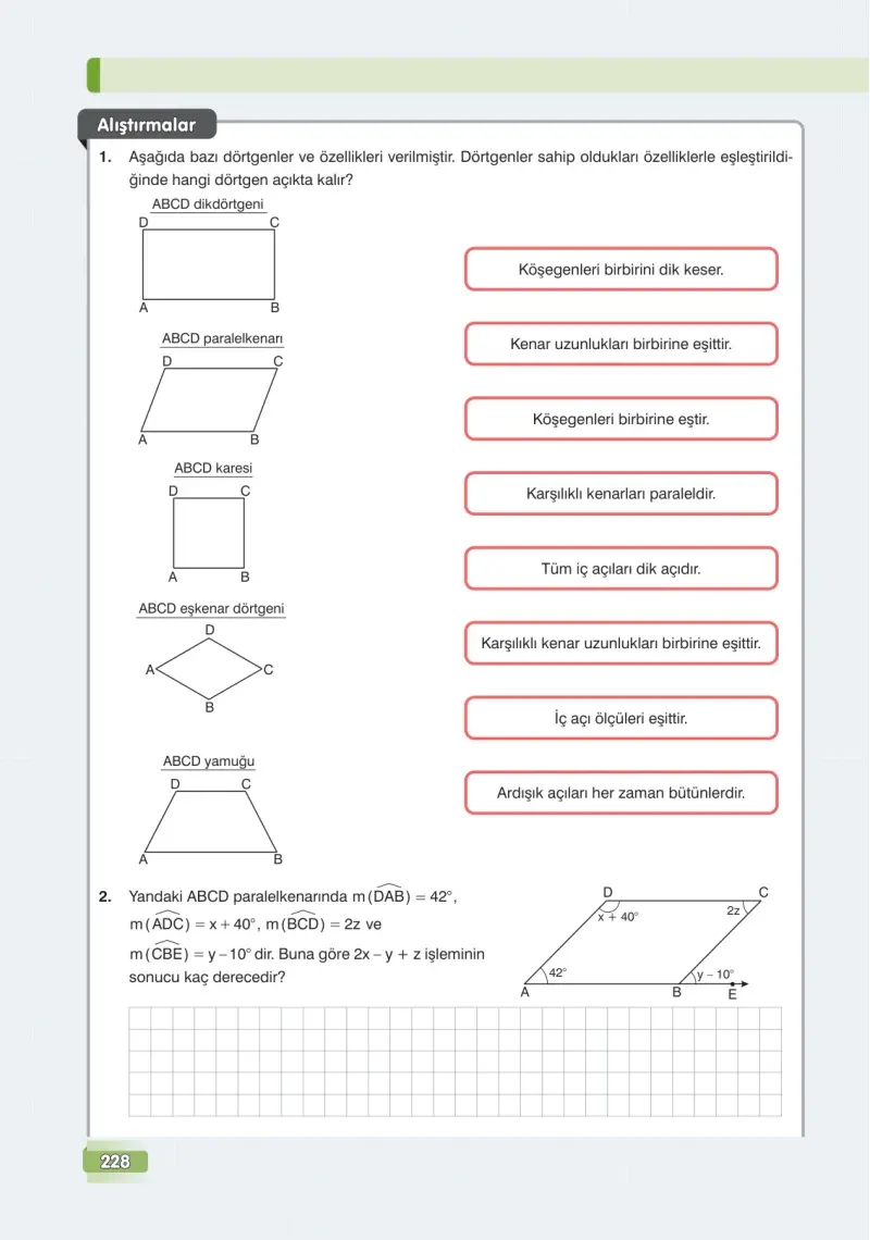 7. Sınıf Matematik Ders Kitabı Cevapları Edat Yayınları Sayfa 228