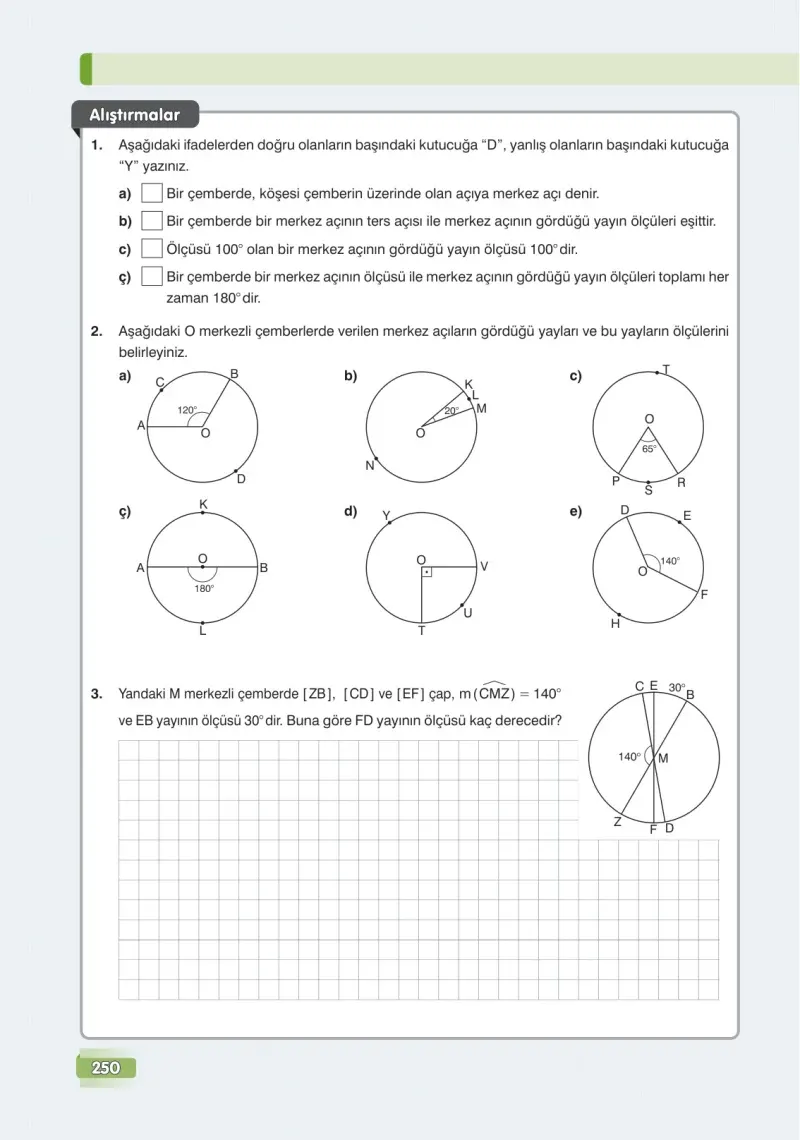 7. Sınıf Matematik Ders Kitabı Cevapları Edat Yayınları Sayfa 250